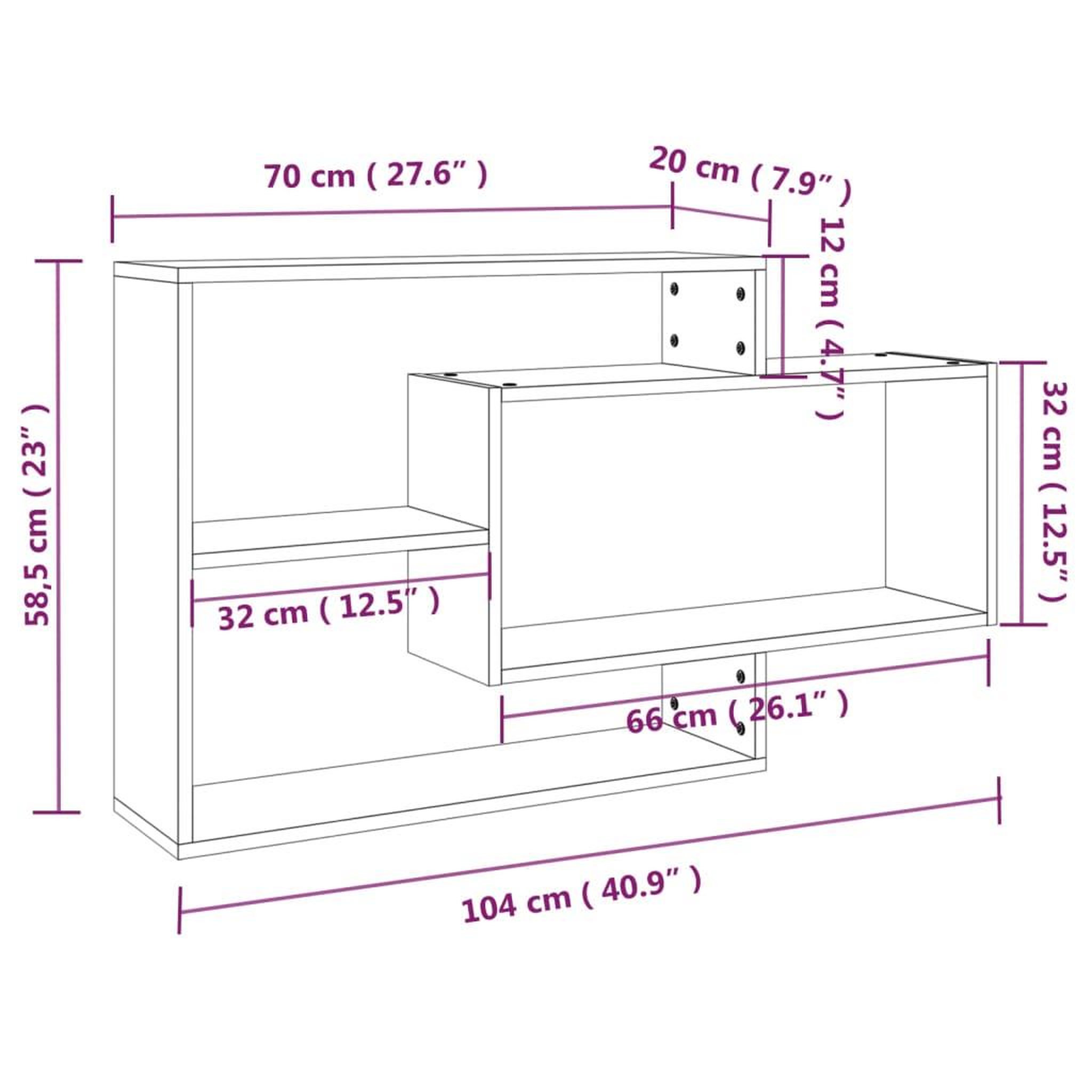 Voir la diapositive 6 : VIDAXL Etagere murale Sonoma gris 104x20x58,5 cm Bois d'ingenierie