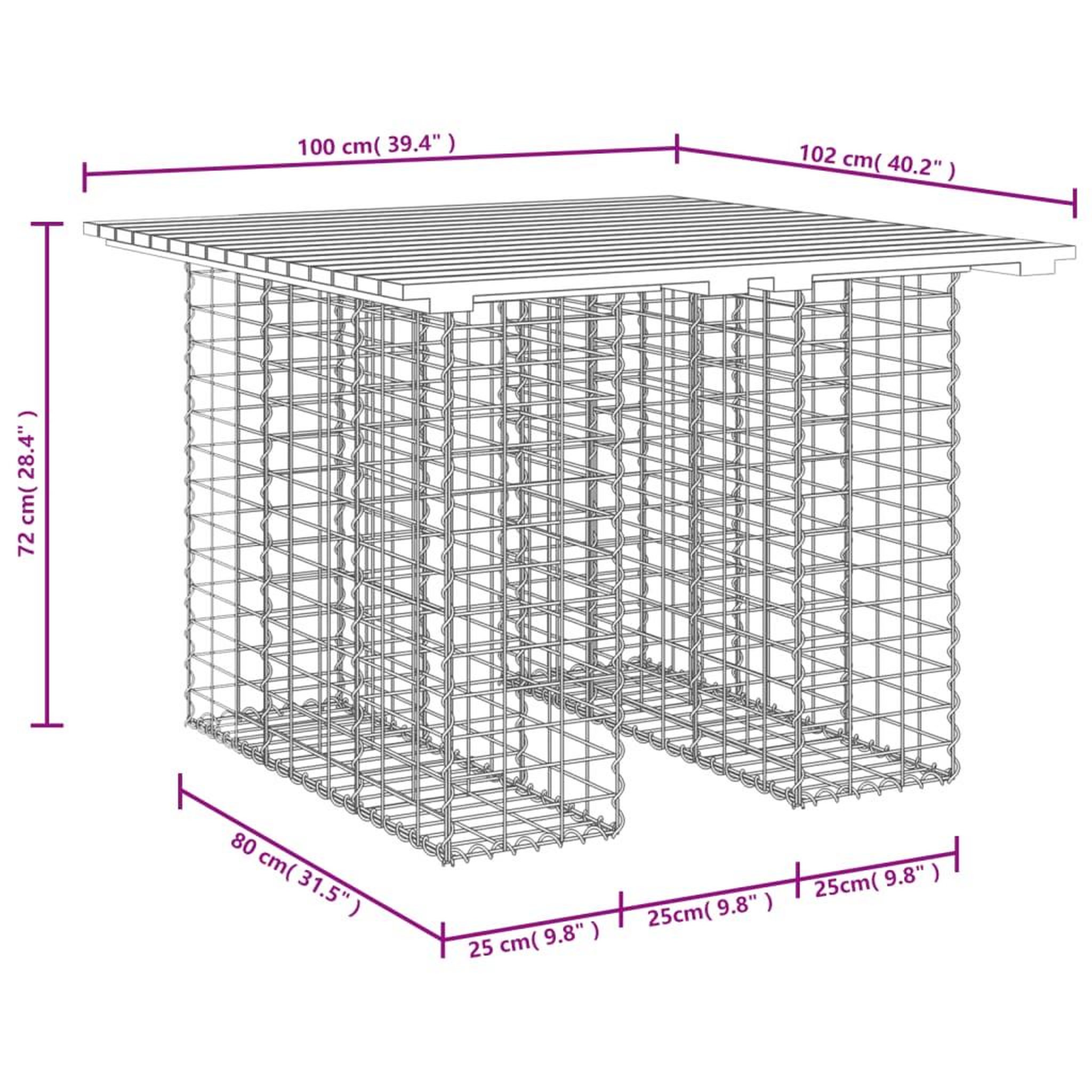 Voir la diapositive 6 : VIDAXL Banc jardin design gabion 100x102x72 cm bois massif de douglas