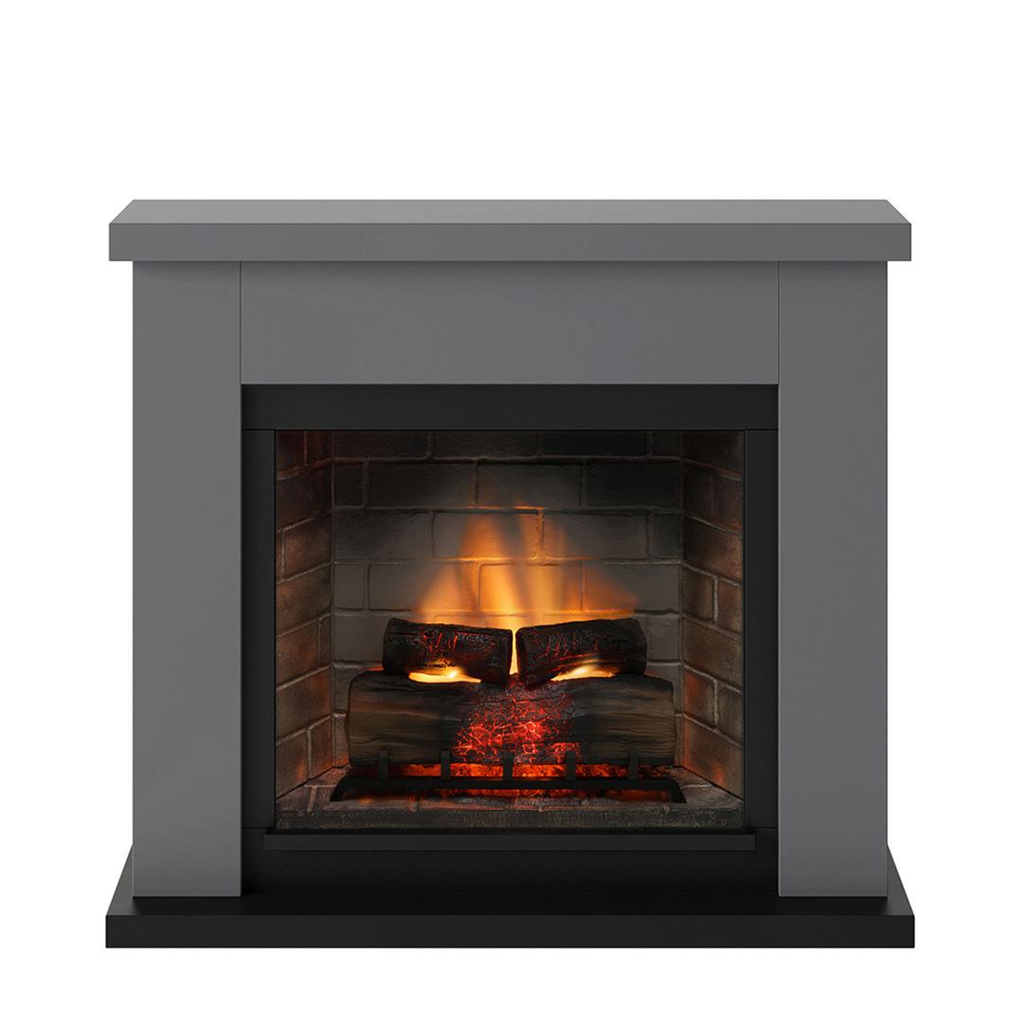 CENTRALE BRICO Cheminée électrique connectée 1400W - FRODE Powerflame 2 - effets flammes 3D et crépitement - Gris