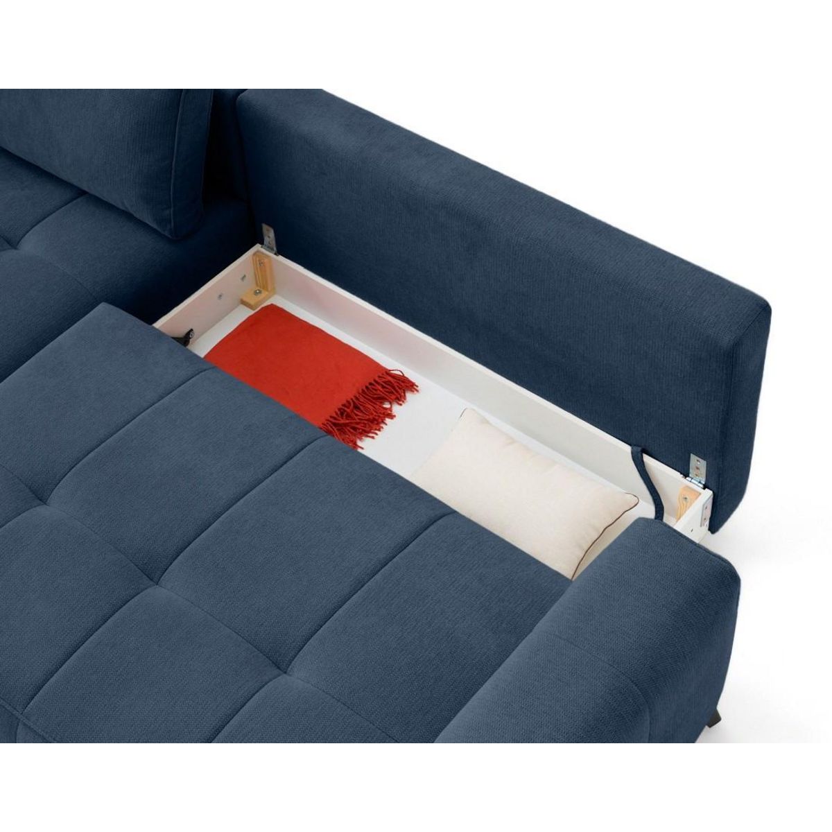 BEST MOBILIER Rimini - canapé d'angle gauche 4 places convertible avec coffre en tissu texturé