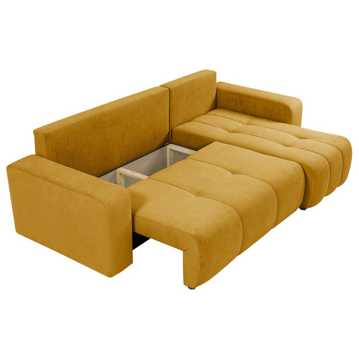 BEST MOBILIER Nicole - canapé d'angle réversible 4 places convertible avec coffre en tissu