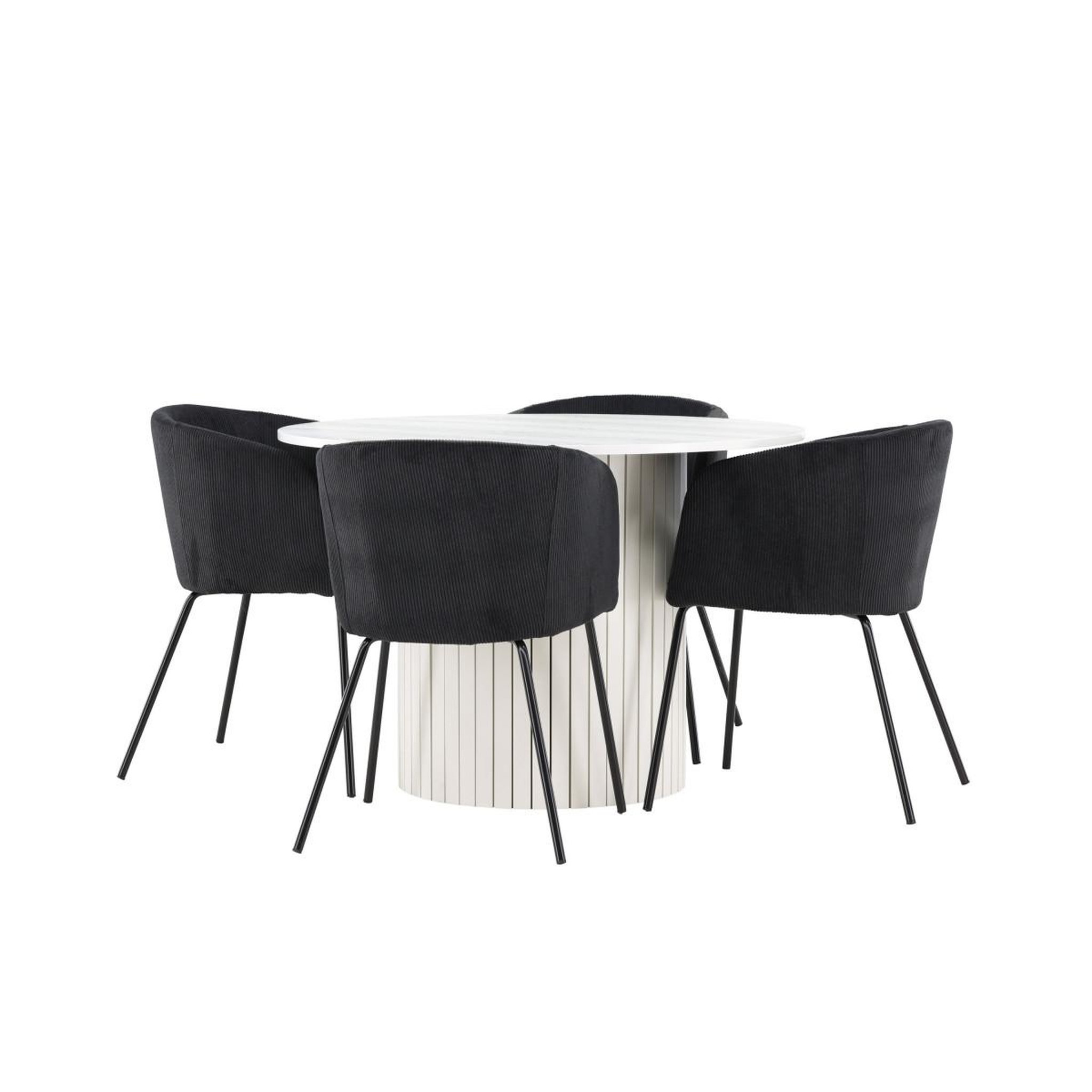 Voir la diapositive 3 : Paris Prix Ensemble table à manger & 4 chaises  haron & berit  110cm blanc & noir