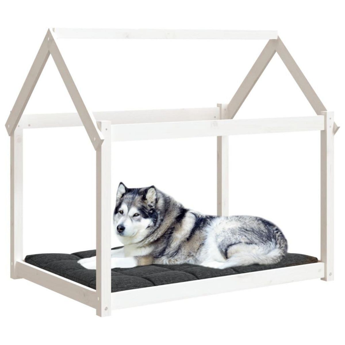 VIDAXL Lit pour chien Blanc 111x80x100 cm Bois de pin solide