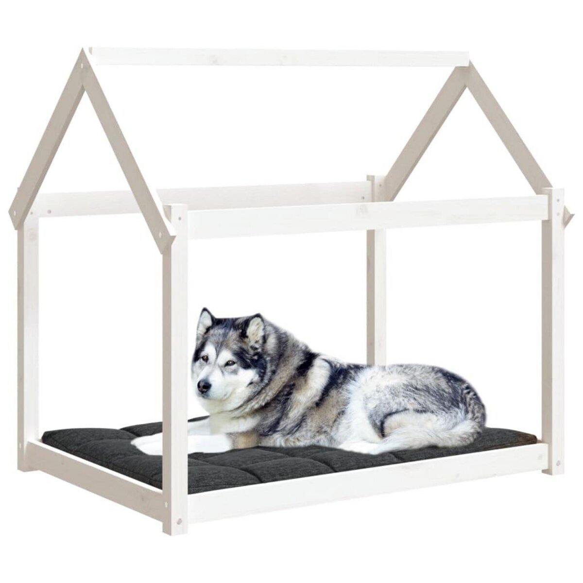VIDAXL Lit pour chien Blanc 111x80x100 cm Bois de pin solide