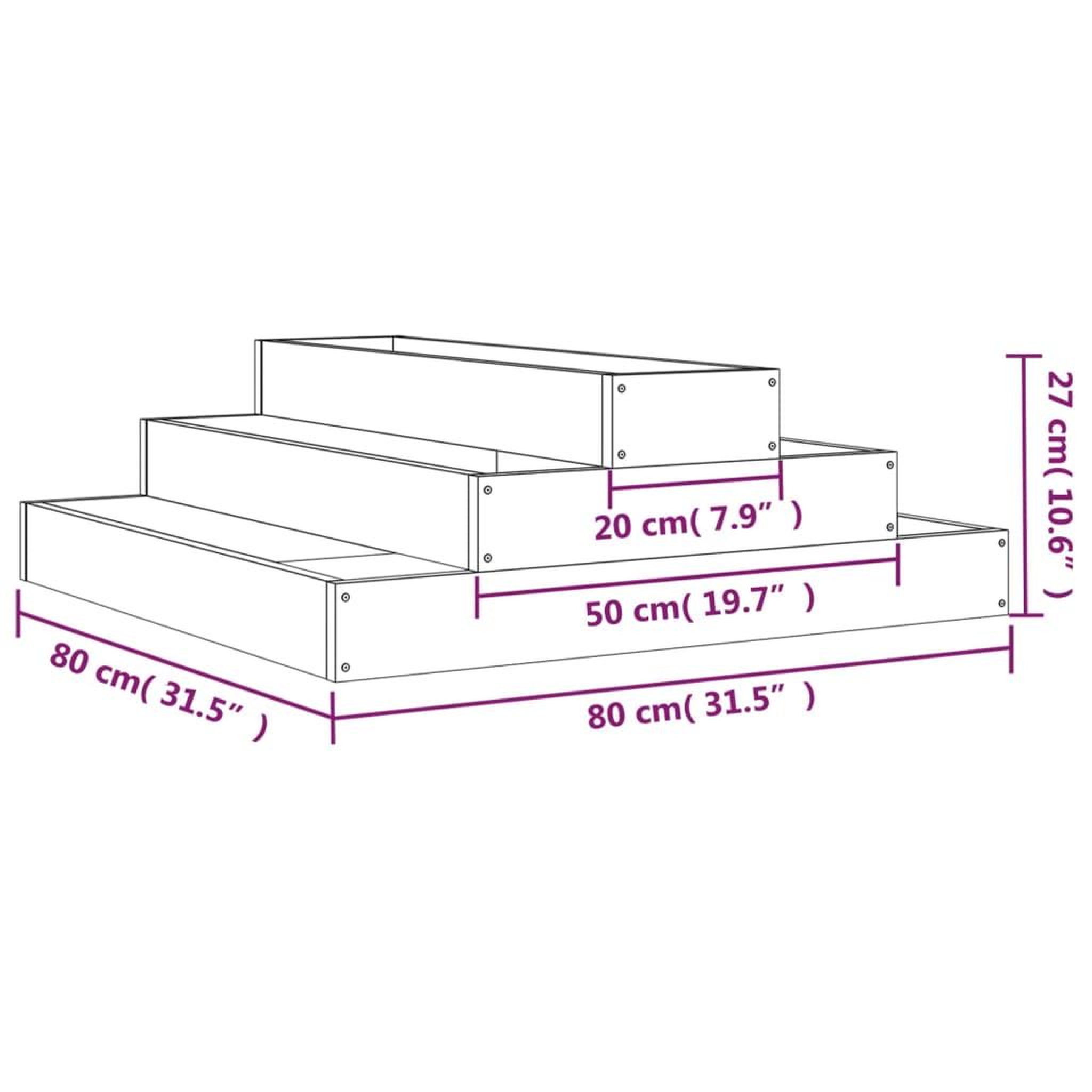 Voir la diapositive 6 : VIDAXL Jardiniere 80x80x27 cm Bois massif de pin