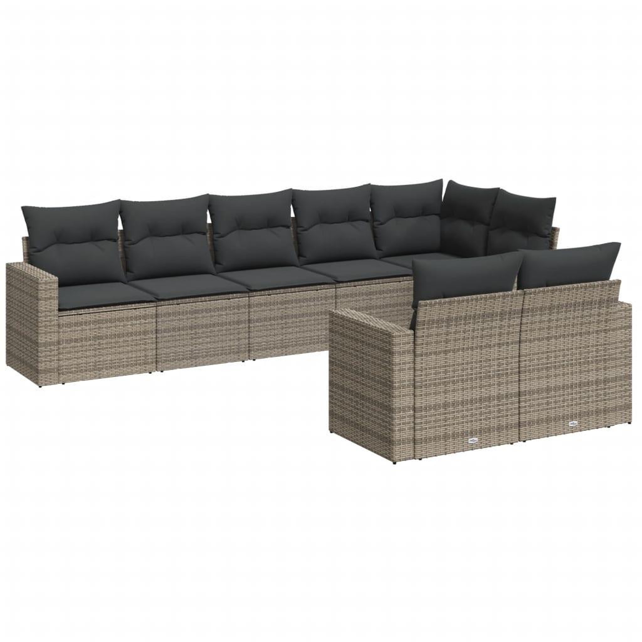 Voir la diapositive 2 : VIDAXL Salon de jardin 8 pcs avec coussins gris resine tressee