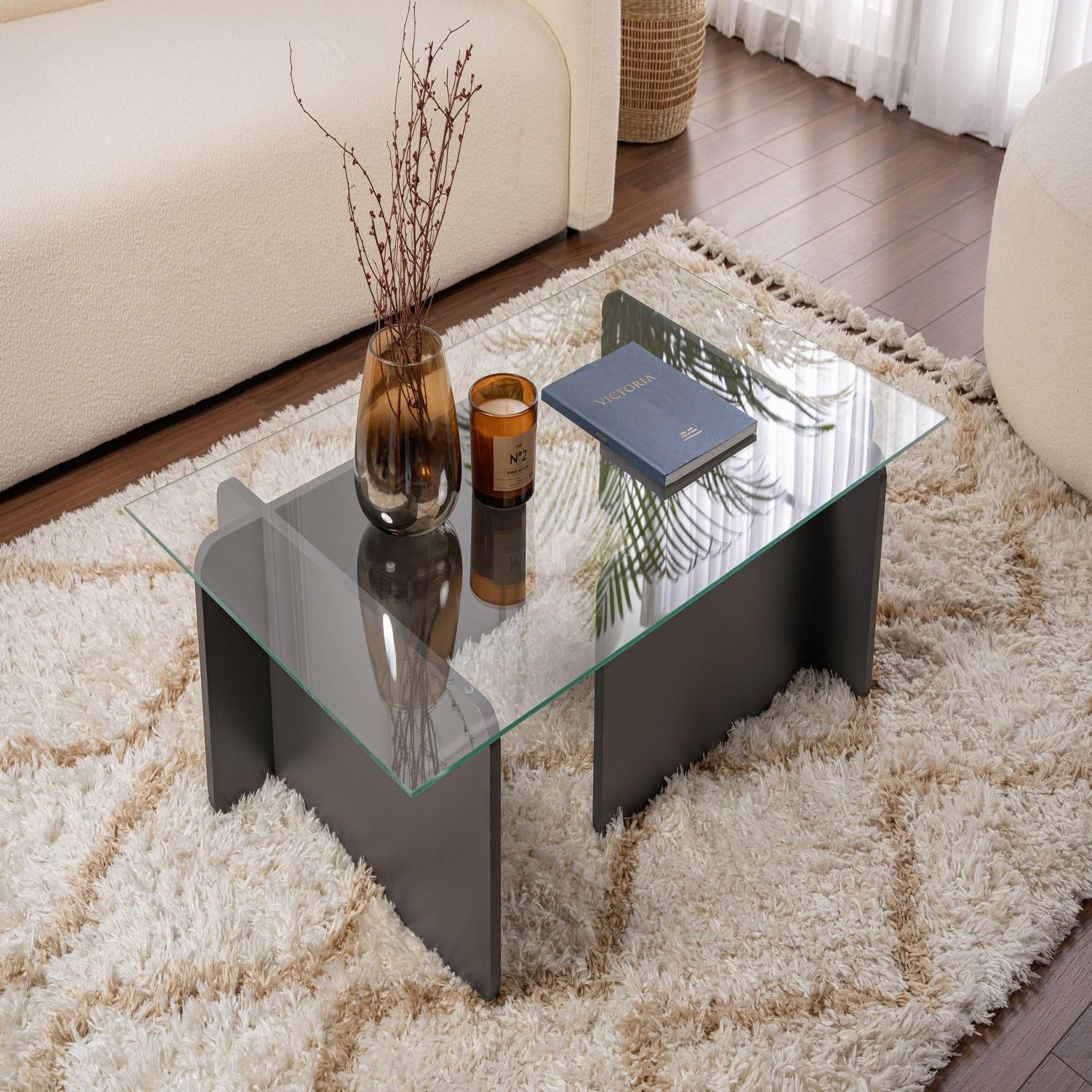 Voir la diapositive 2 : Habitat et Jardin Table basse en verre  flavio  105 x 65 x 30 cm - anthracite