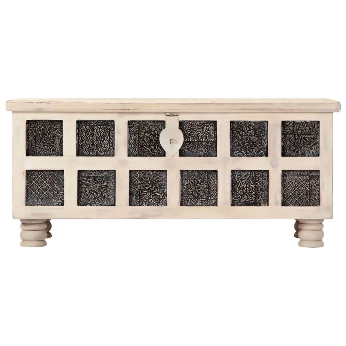 VIDAXL Boîte de rangement Blanc 110x40x45 cm Bois d'acacia massif