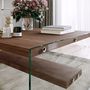 Voir la diapositive 3 : TOILINUX Table basse carrée 1 étagère en bois de pin et sa structure en verre - Marron