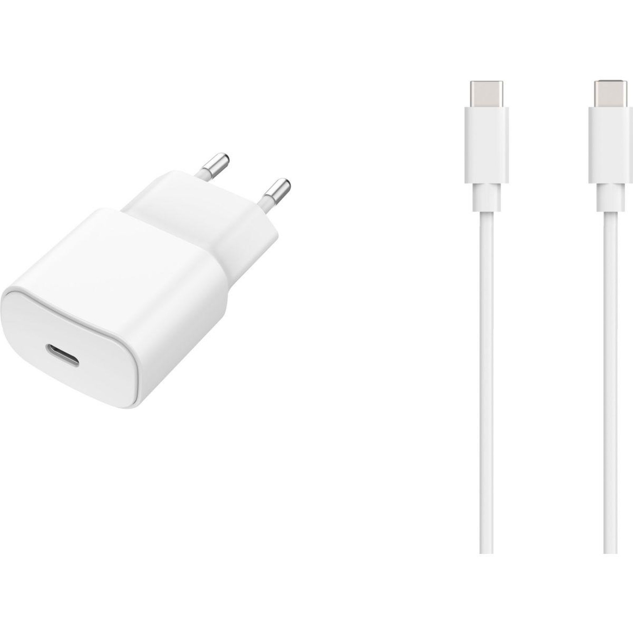 Voir la diapositive 1 : ESSENTIEL B Chargeur + câble 20W USB-C + Cable USB-C 1M Blanc