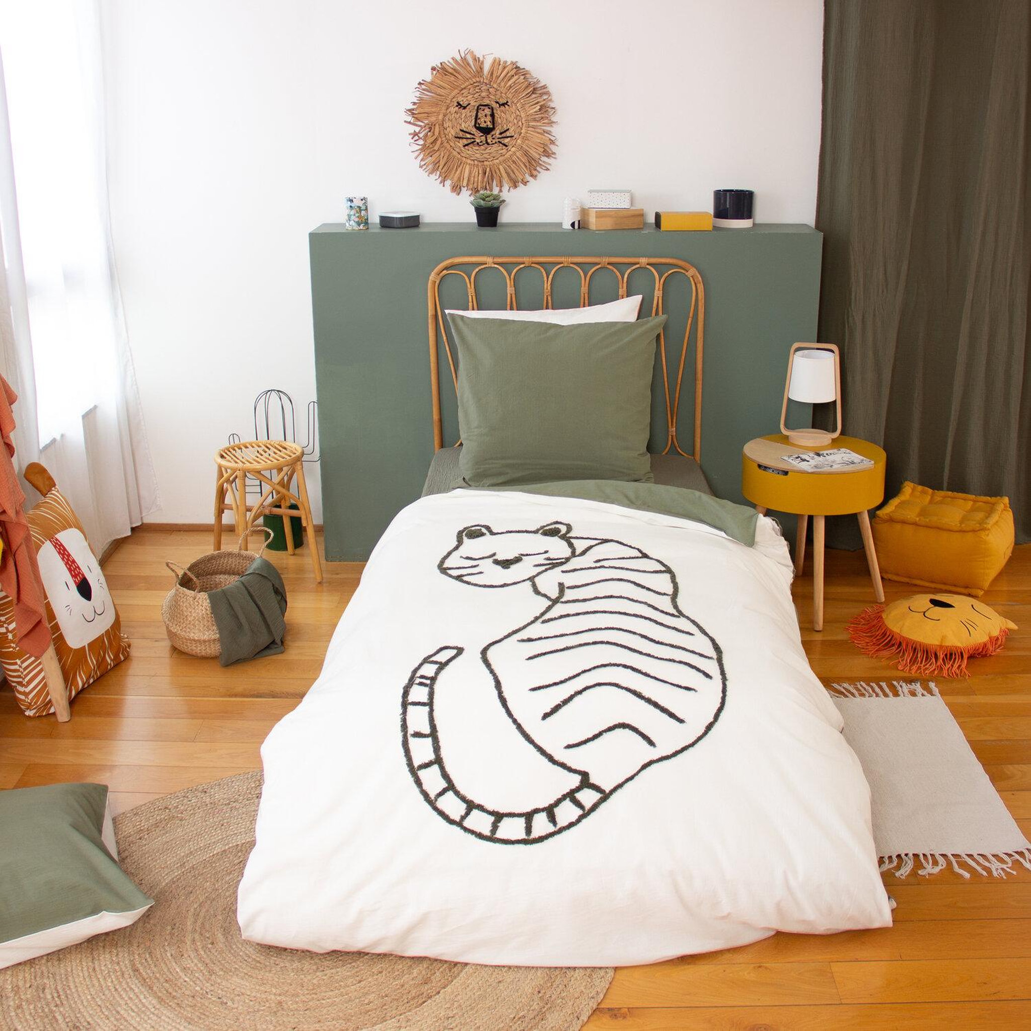 Voir la diapositive 1 : Home collection Parure housse de couette 2pcs 140x200 100% coton 52 fils - tigre
