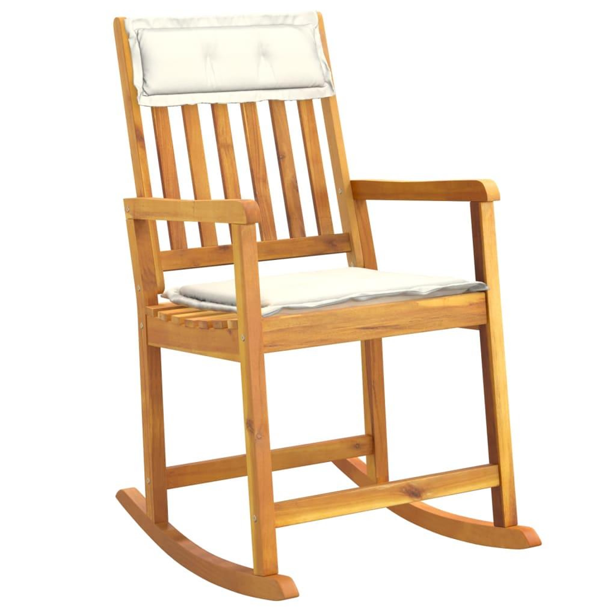 Voir la diapositive 2 : VIDAXL Chaise a bascule avec coussins bois massif d'acacia