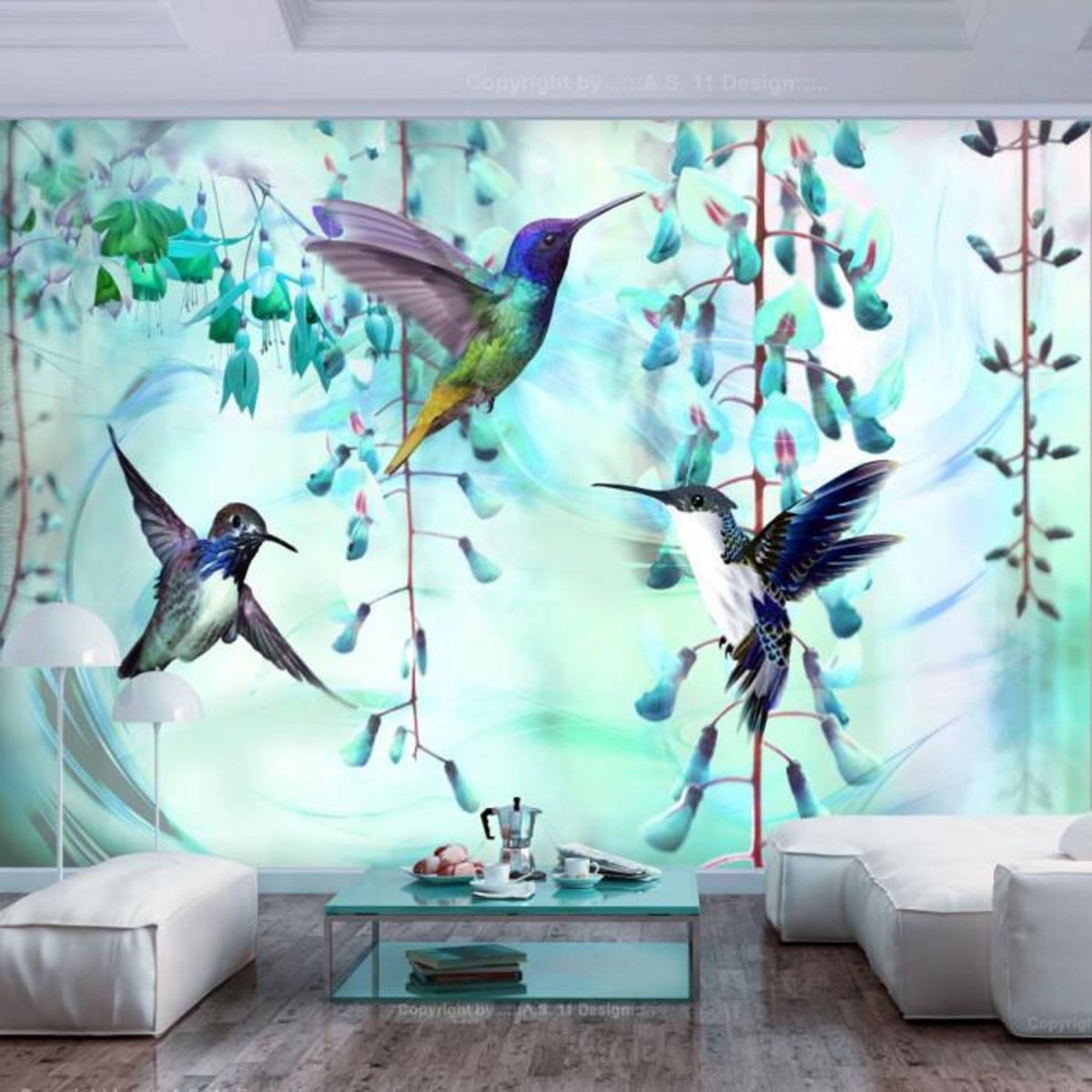 Paris Prix Papier Peint  Flying Hummingbirds Green