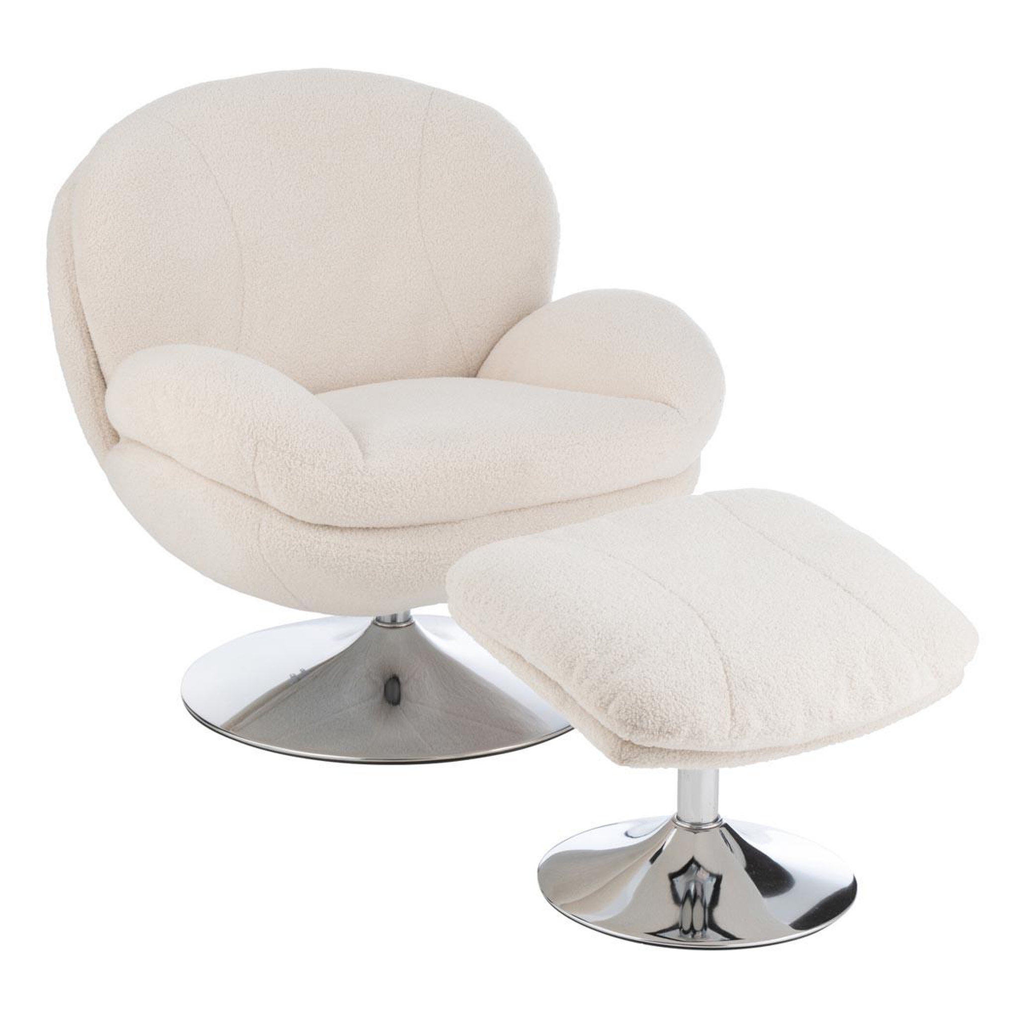 J-LINE Fauteuil Relax & Repose-Pieds  Frosted  88cm Crème