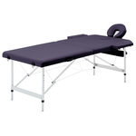VIDAXL Table de massage pliable 2 zones Aluminium Violet