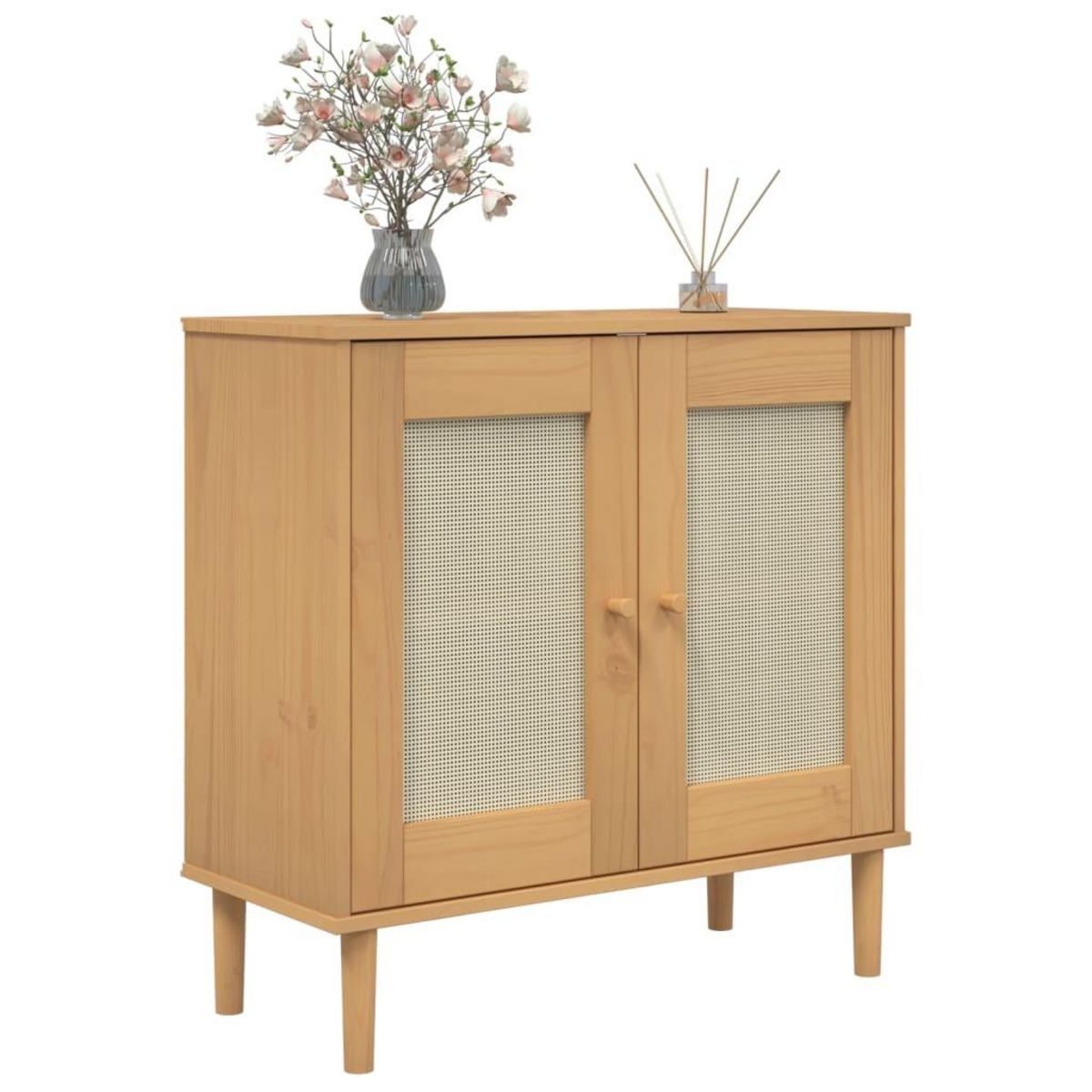 VIDAXL Buffet SENJA aspect rotin marron 80x35x80 cm bois massif de pin