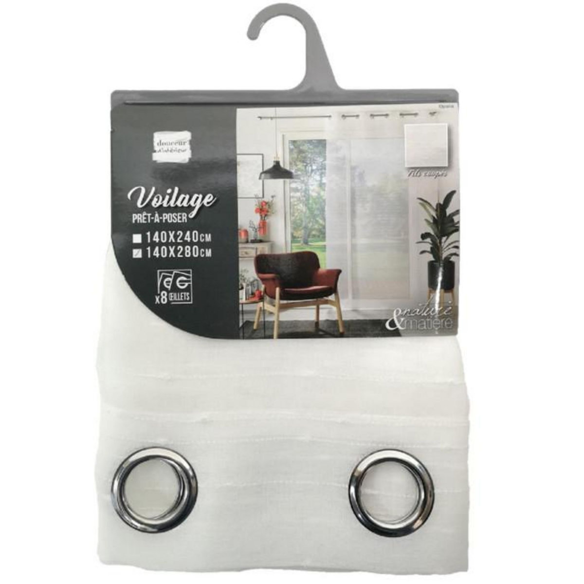 Paris Prix Rideau Voilage à Œillets  Opalia  140x280cm Blanc