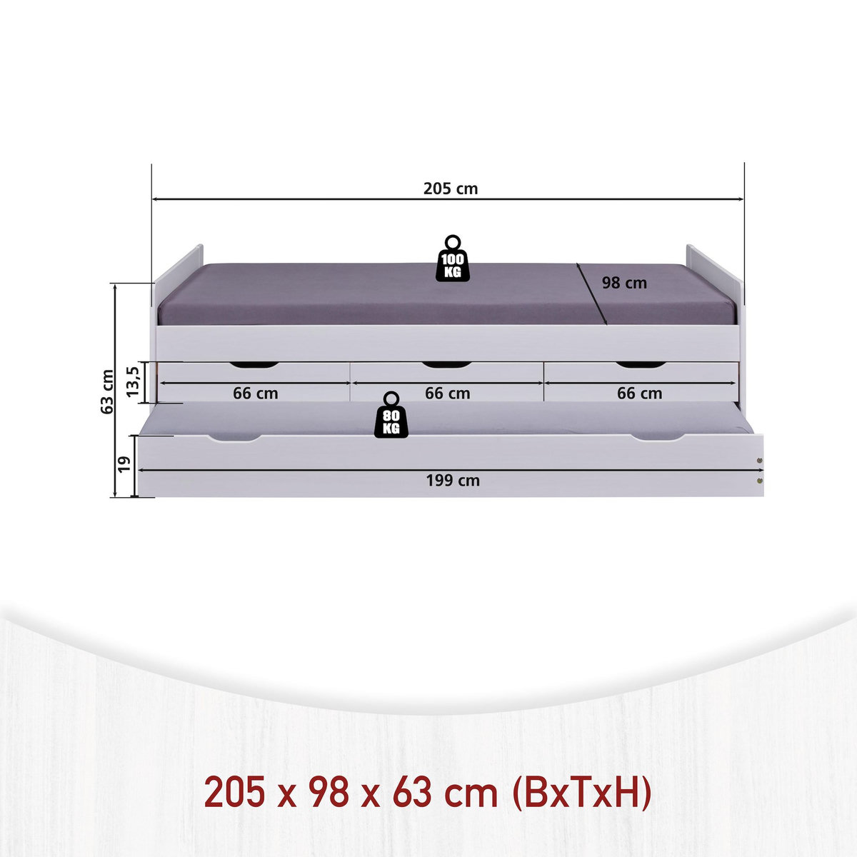 INTERLINK Lit gigogne Desert Rain 90x200 cm