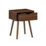 Voir la diapositive 4 : SWEEEK Table de chevet décor bois teinté noyer. 1 tiroir. pieds compas