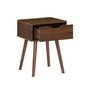 Voir la diapositive 4 : SWEEEK Table de chevet décor bois teinté noyer. 1 tiroir. pieds compas