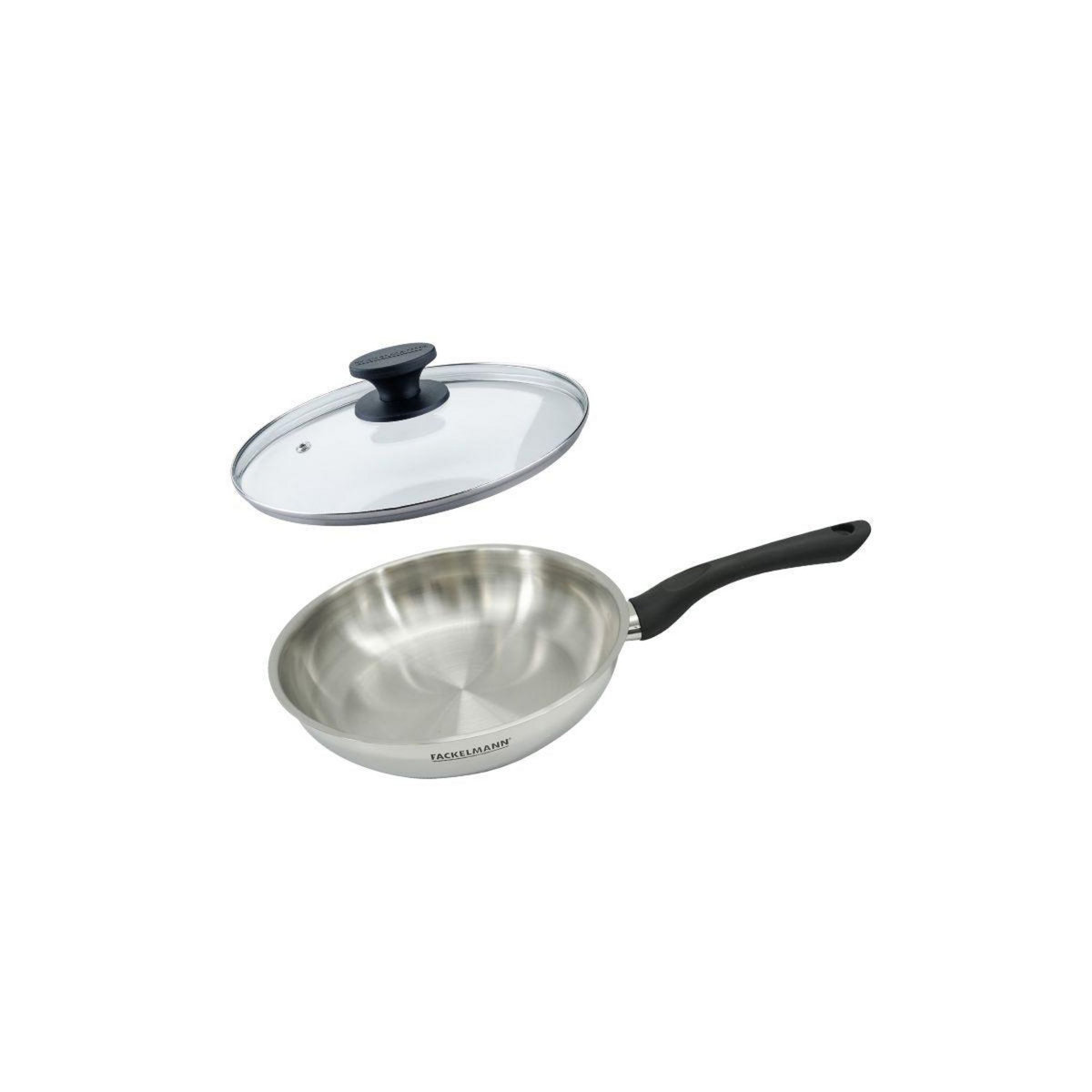 Fackelmann Set poêle 24 cm en inox et couvercle verre Fackelmann Geneva