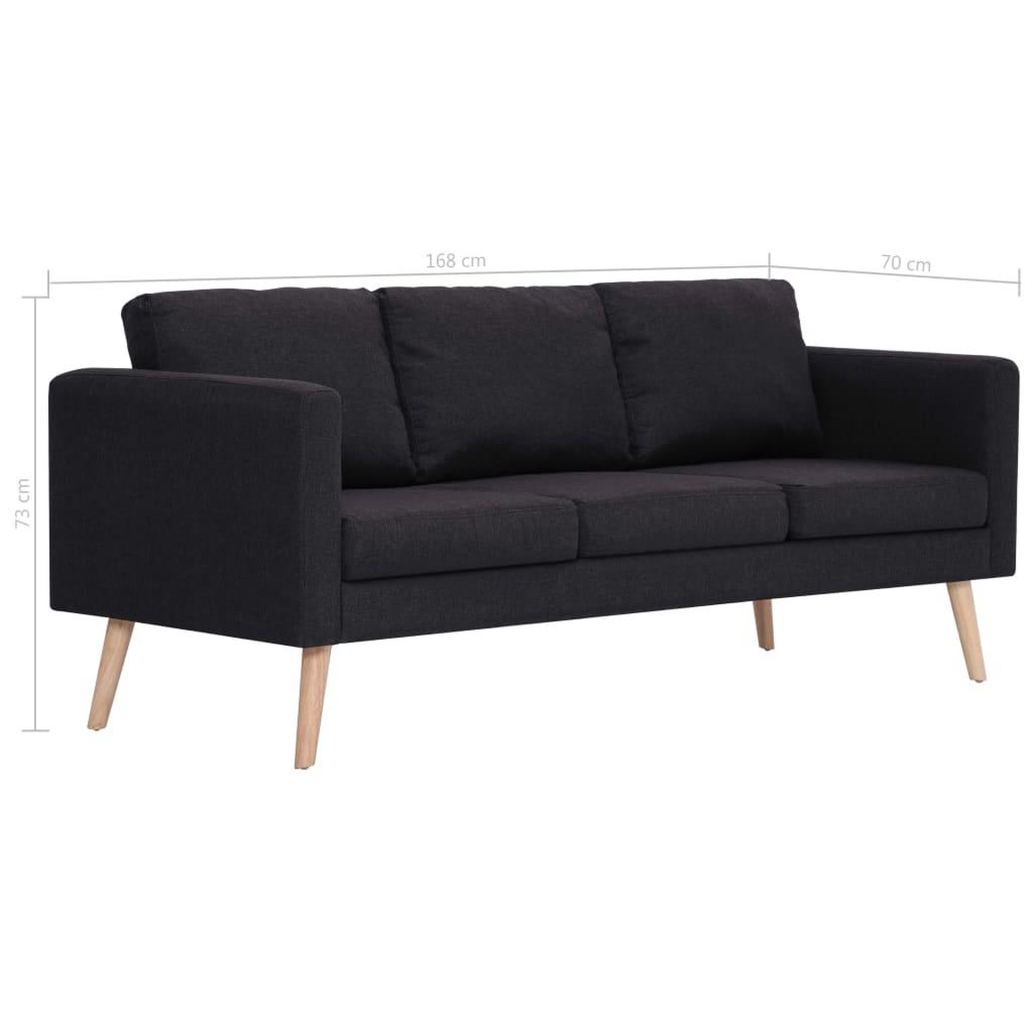 Voir la diapositive 6 : VIDAXL Canape a 3 places Tissu Noir