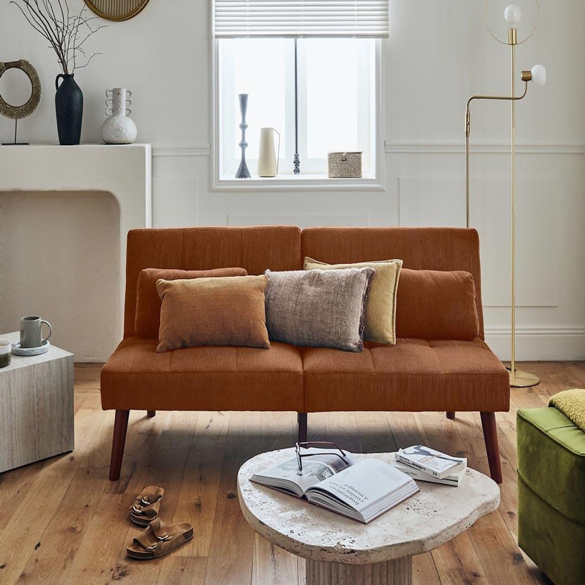 BEST MOBILIER Philae - canapé convertible clic-clac 2 places - velours côtelé