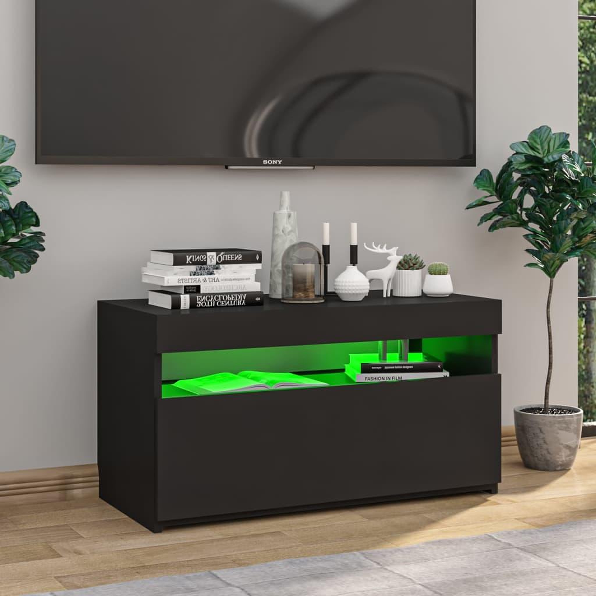 Voir la diapositive 4 : VIDAXL Meuble TV avec lumieres LED Noir 75x35x40 cm
