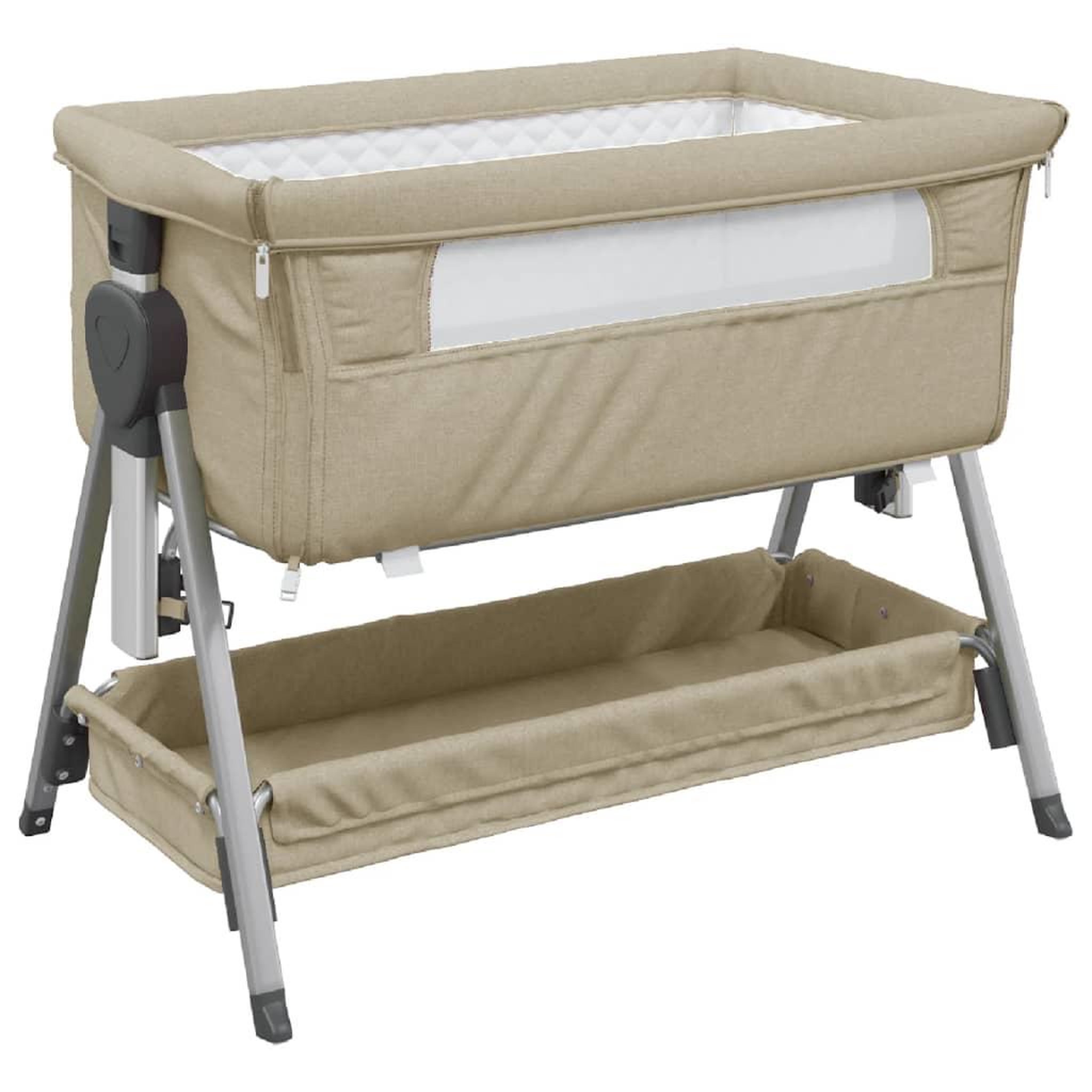 Voir la diapositive 2 : VIDAXL Lit pour bebe avec matelas Taupe Tissu de lin