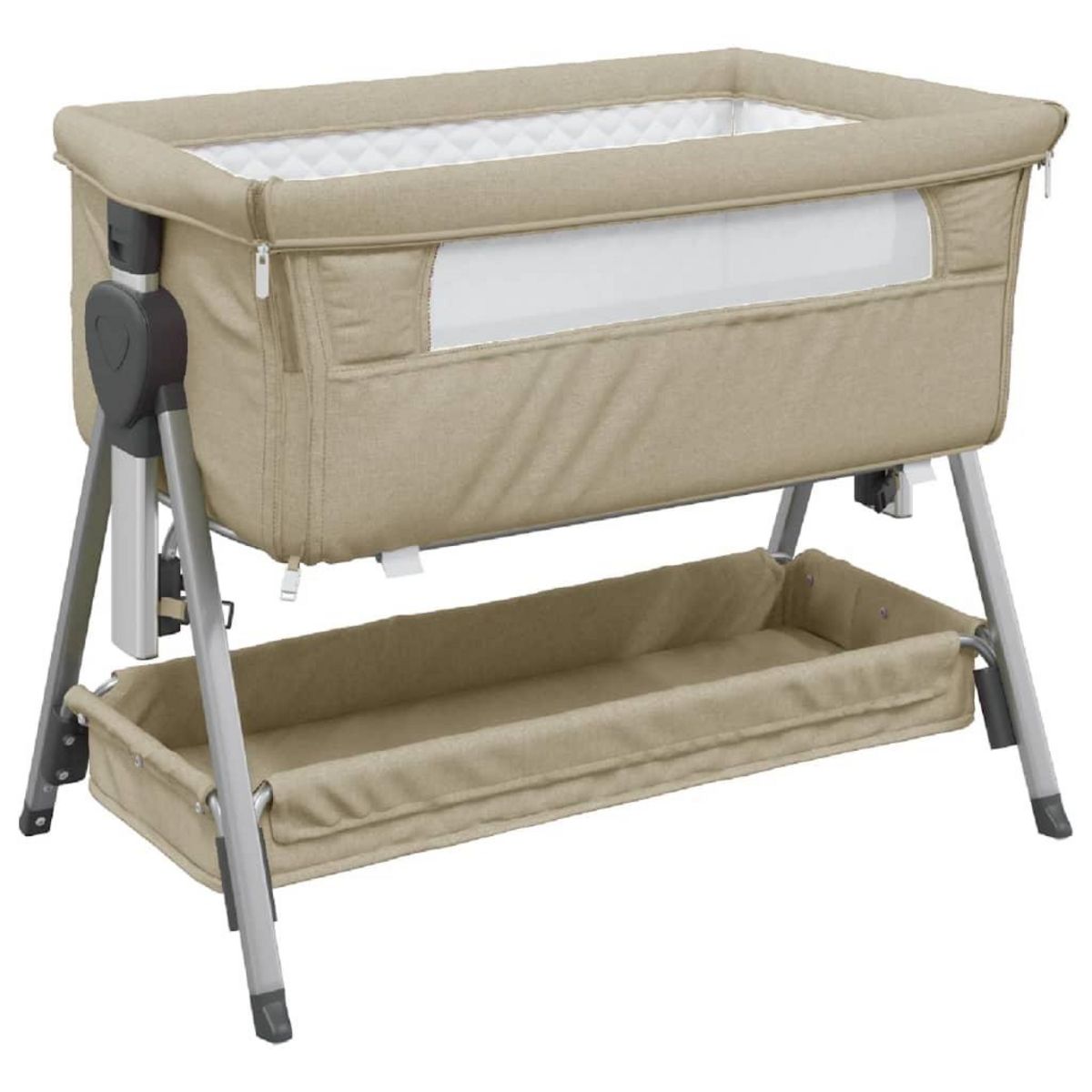 VIDAXL Lit pour bebe avec matelas Taupe Tissu de lin