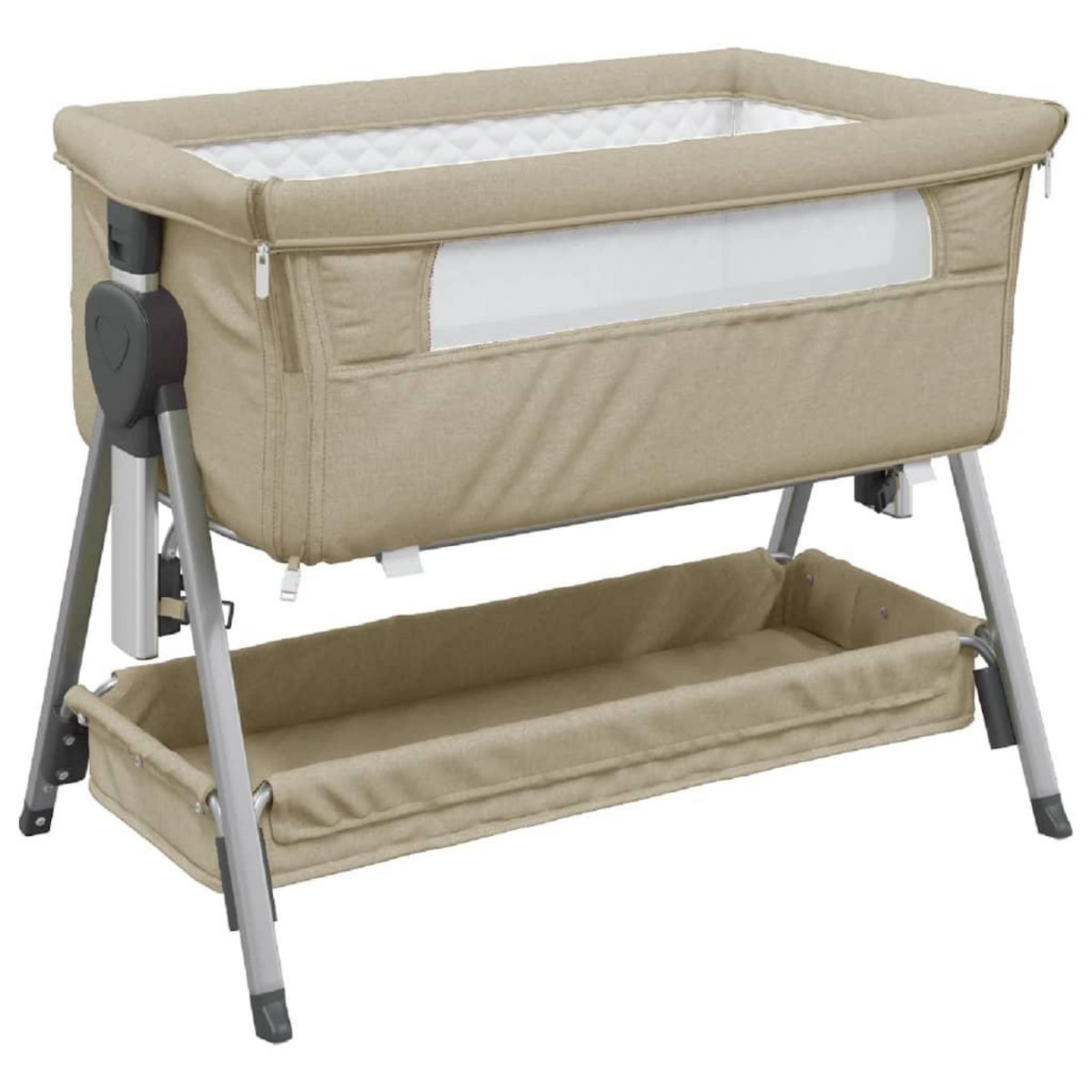 VIDAXL Lit pour bebe avec matelas Taupe Tissu de lin