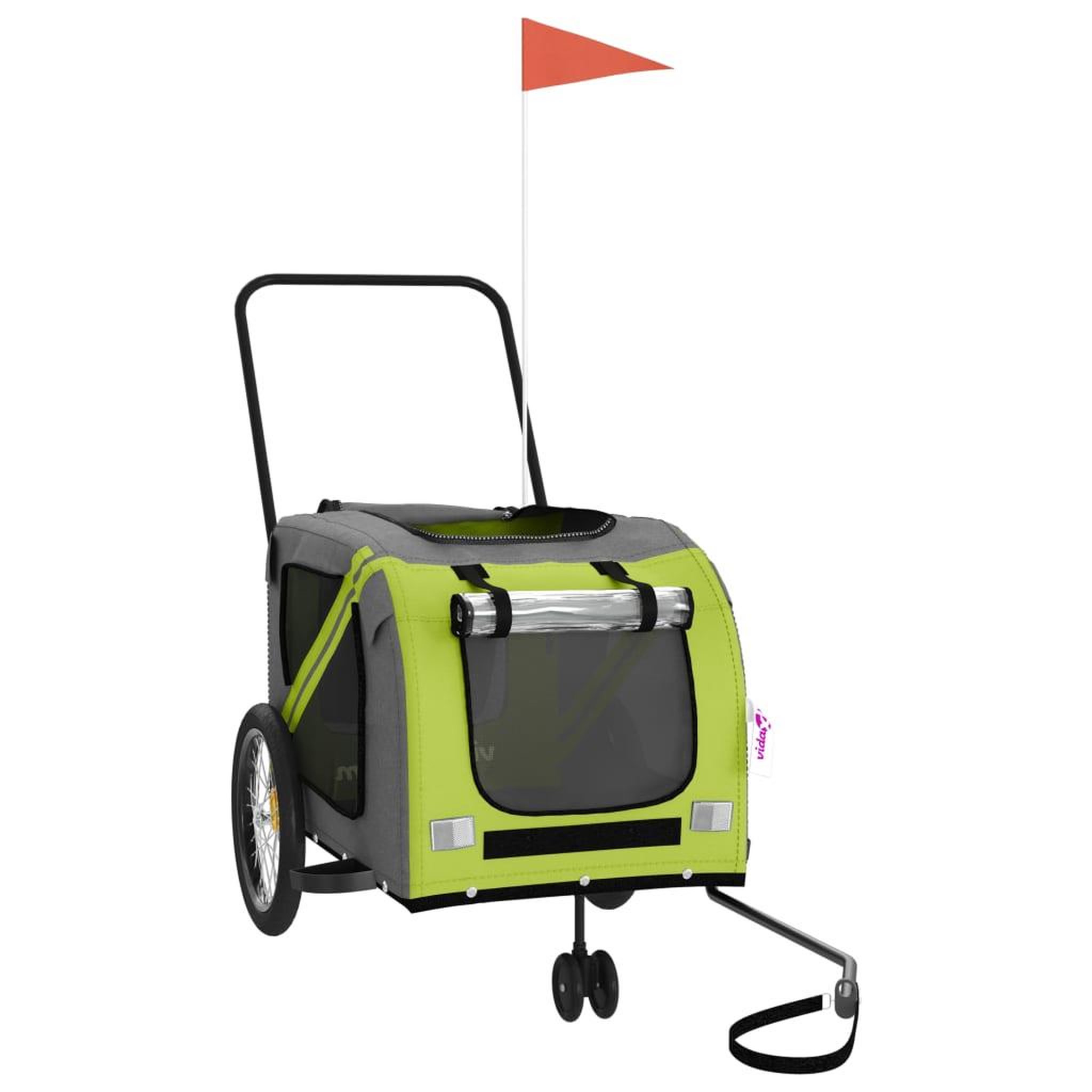 Voir la diapositive 3 : VIDAXL Remorque de velo pour animaux de compagnie vert et gris