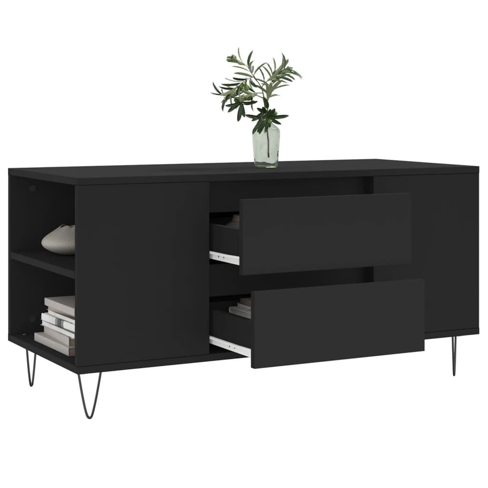 Voir la diapositive 4 : VIDAXL Table basse noir 102x44,5x50 cm bois d'ingenierie