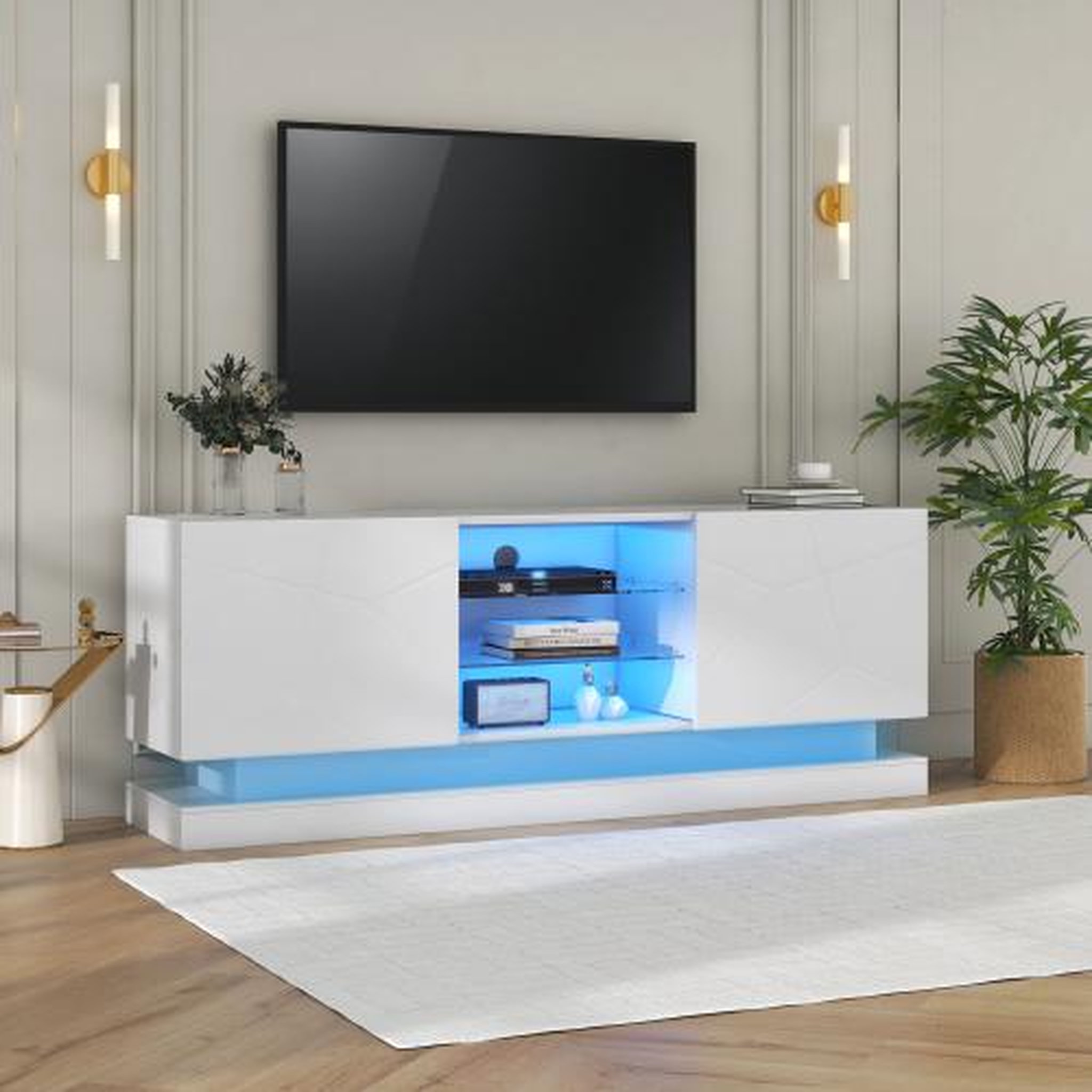 Voir la diapositive 5 : MERAX Meuble tv blanc 160 cm panneau de particules