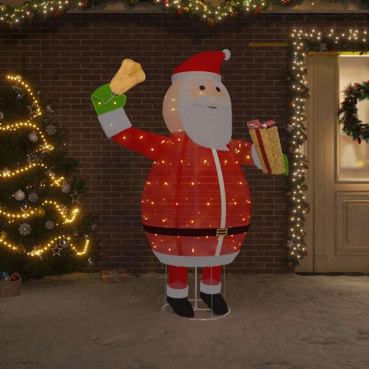 VIDAXL Decoration de Noël Figurine Pere Noël LED Tissu de luxe 180 cm