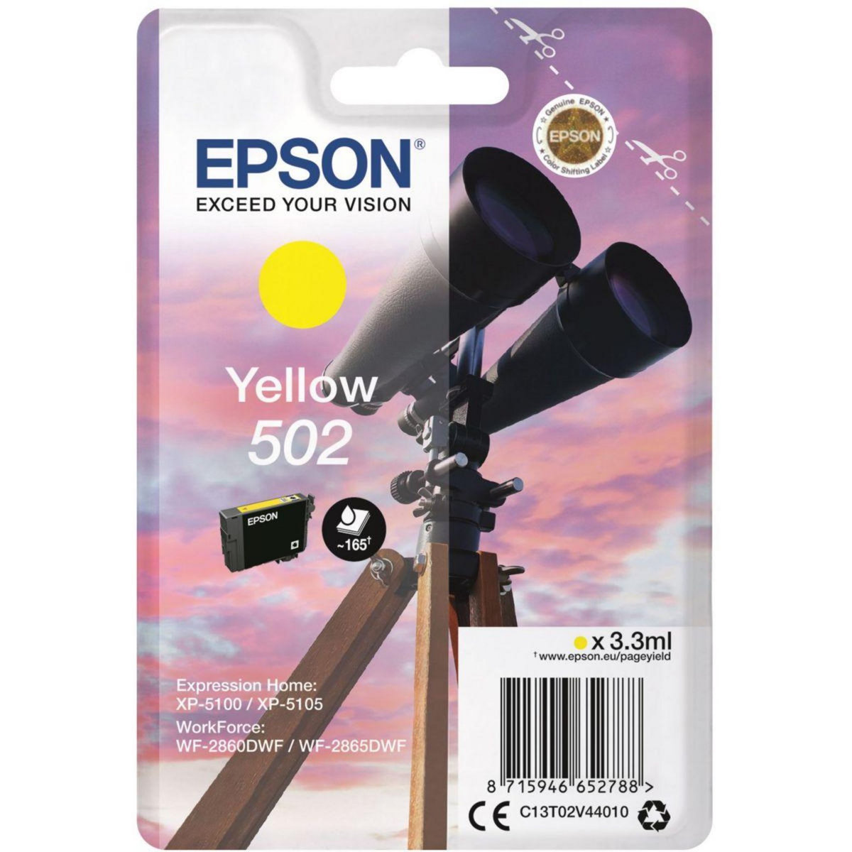 Epson Cartouche d'encre Originale 502 Jaune (Yellow) Série Jumelles - C13T02W44010