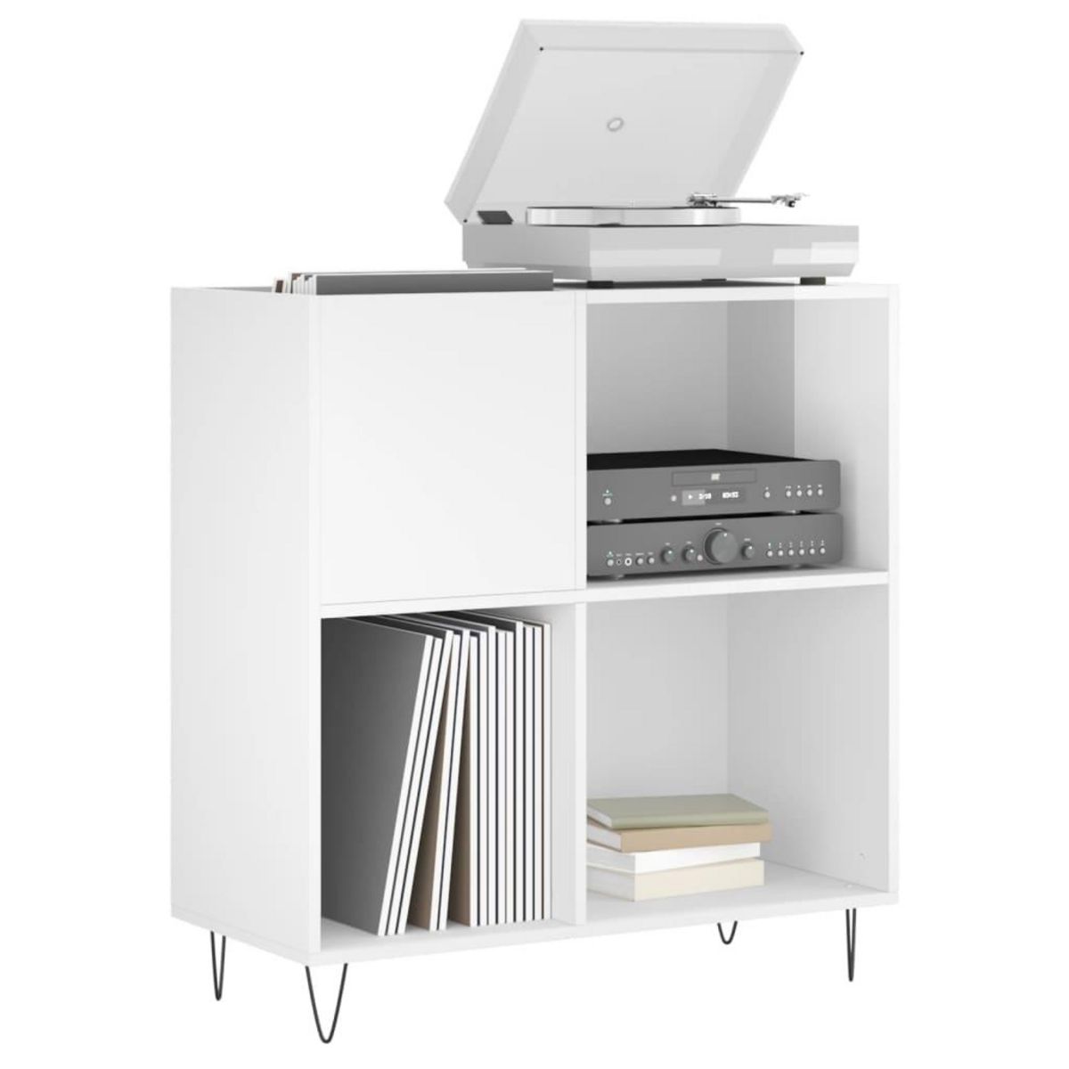 VIDAXL Armoire a disques blanc brillant 84,5x38x89cm bois d'ingenierie