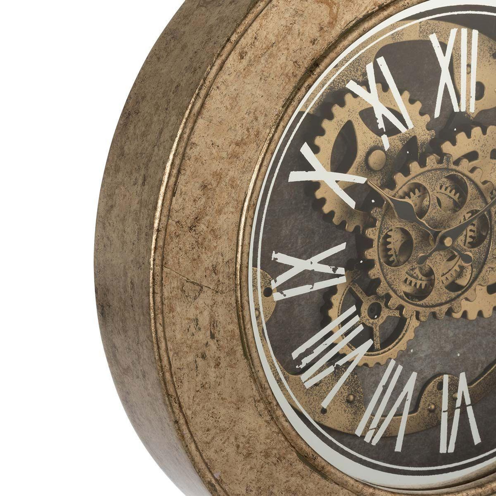 Voir la diapositive 2 : J-LINE Horloge murale  mécanisme antique  50cm naturel