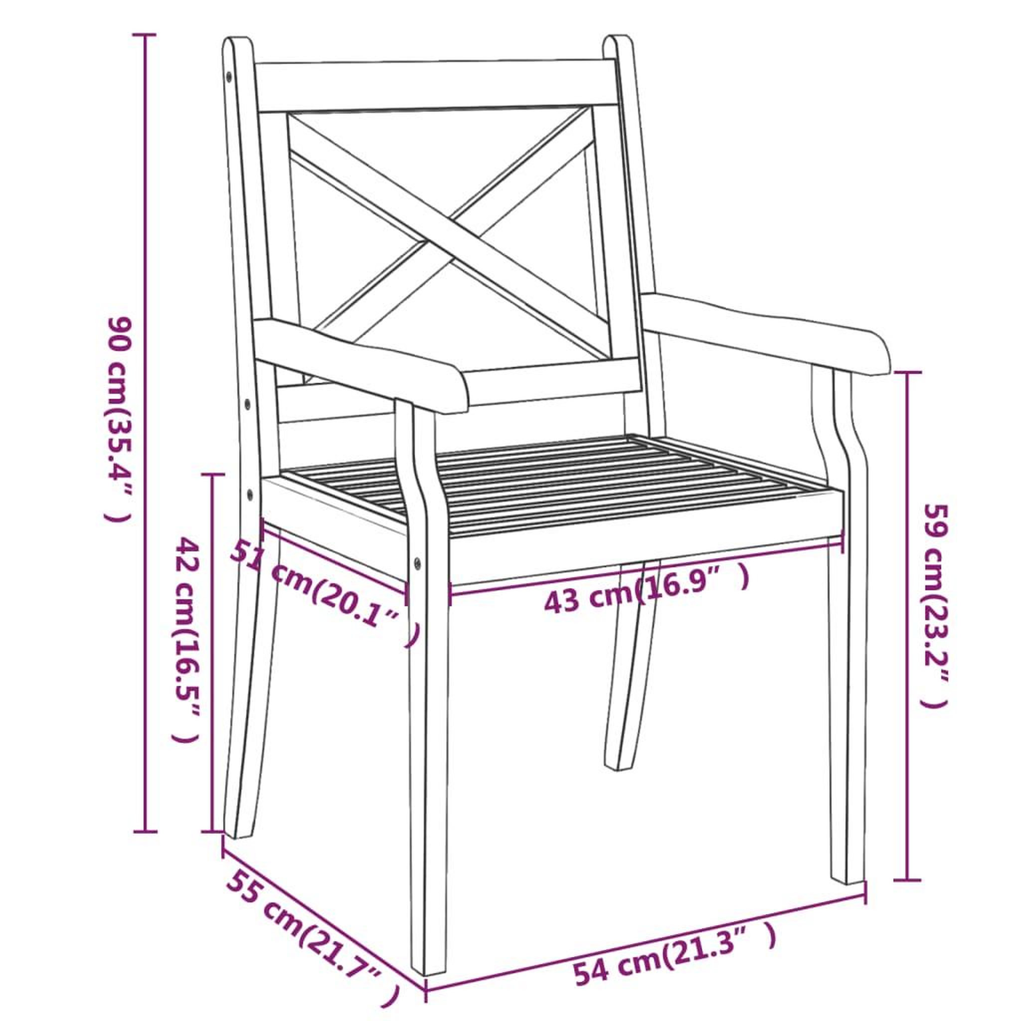 Voir la diapositive 6 : VIDAXL Chaises a manger d'exterieur lot de 4 Bois d'acacia massif