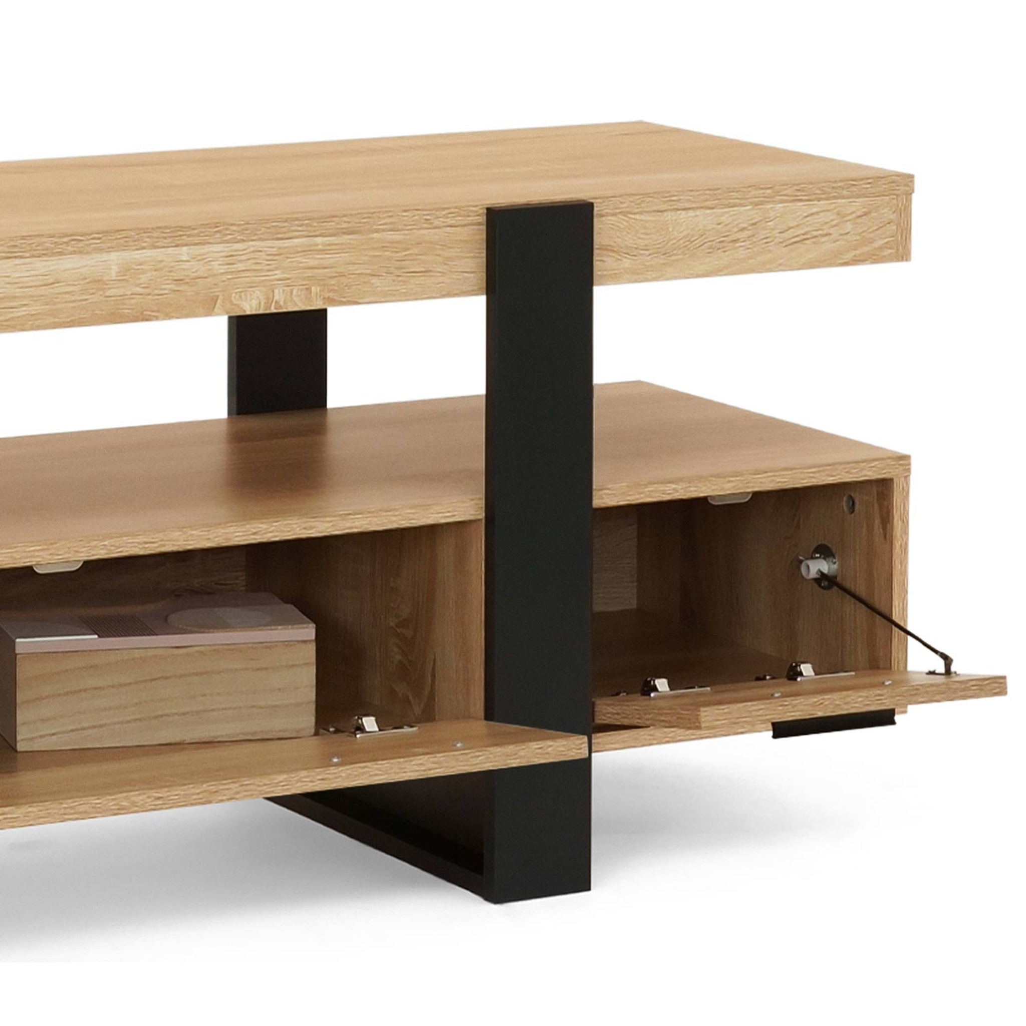 Voir la diapositive 6 : ID MARKET Meuble tv 140 cm phoenix avec tiroirs bois et noir