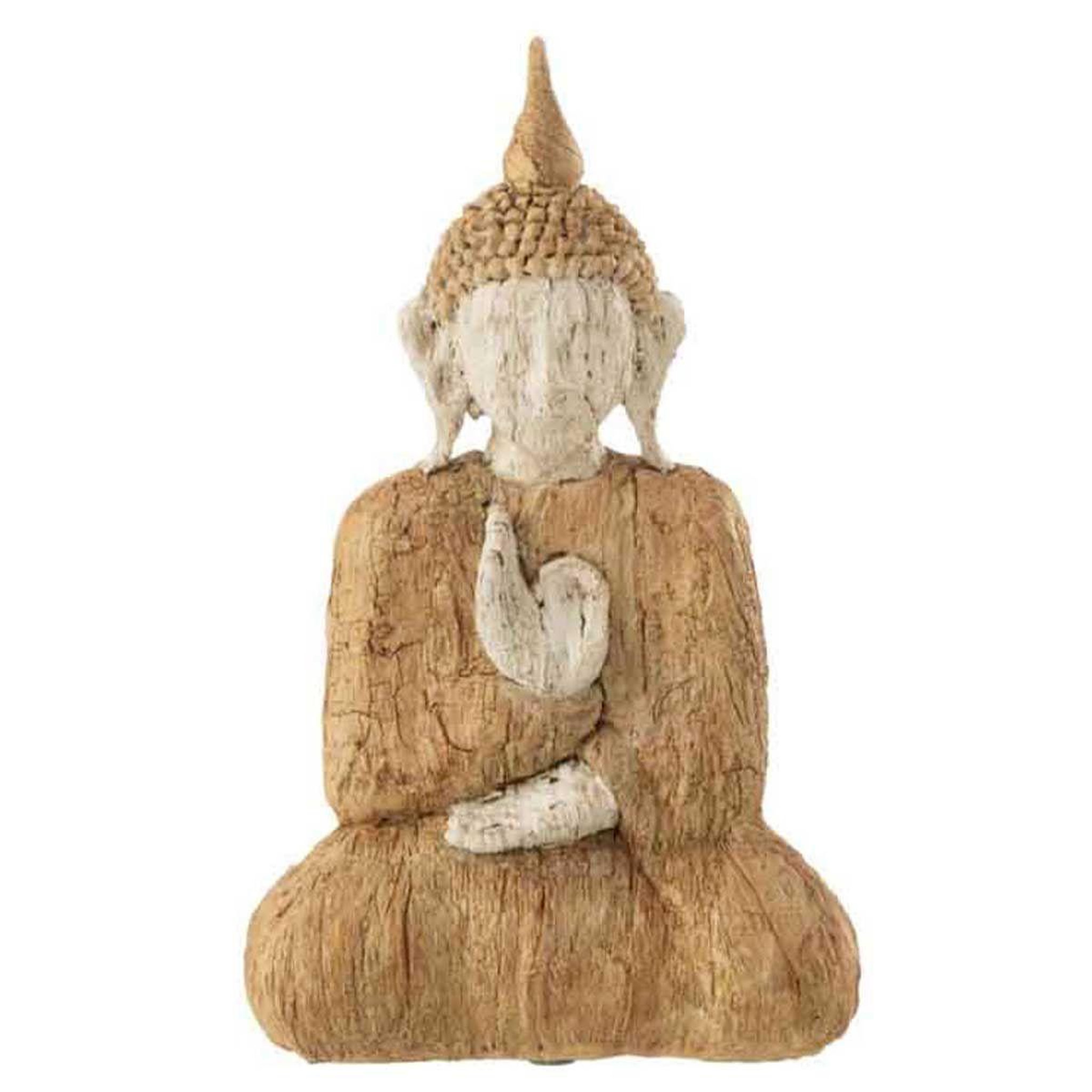 Voir la diapositive 1 : J-LINE Statuette Déco  Bouddha Assis  26cm Beige