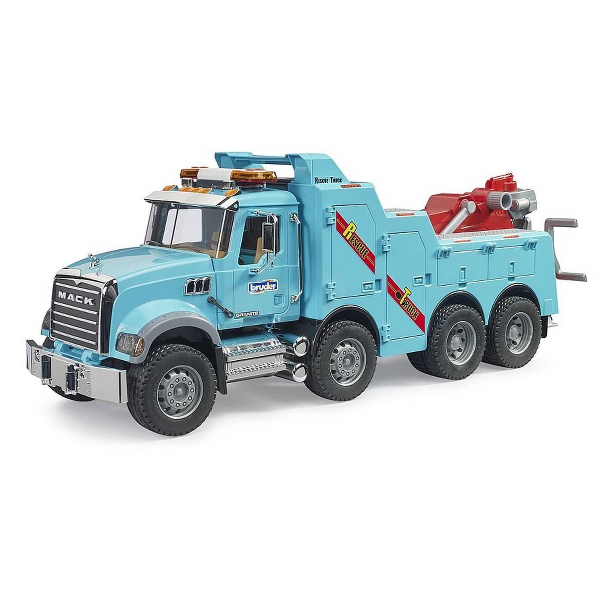 Bruder Camion de dépannage et de remorquage MACK Granite avec module son et lumière