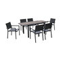 Voir la diapositive 1 : SWEEEK Table de jardin aluminium 120/180cm avec 6 chaises empilables aluminium et textilène