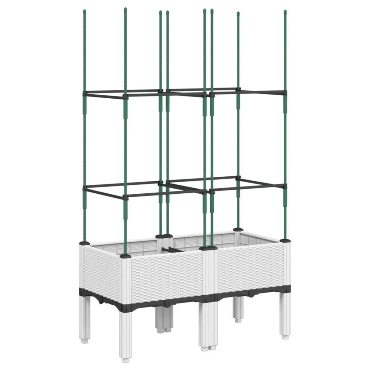 VIDAXL Jardiniere avec treillis blanc 80x40x142,5 cm PP