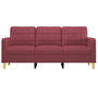 Voir la diapositive 3 : VIDAXL Canape a 3 places Rouge bordeaux 180 cm Tissu