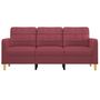 Voir la diapositive 3 : VIDAXL Canape a 3 places Rouge bordeaux 180 cm Tissu