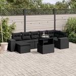 VIDAXL Salon de jardin 8 pcs avec coussins noir resine tressee