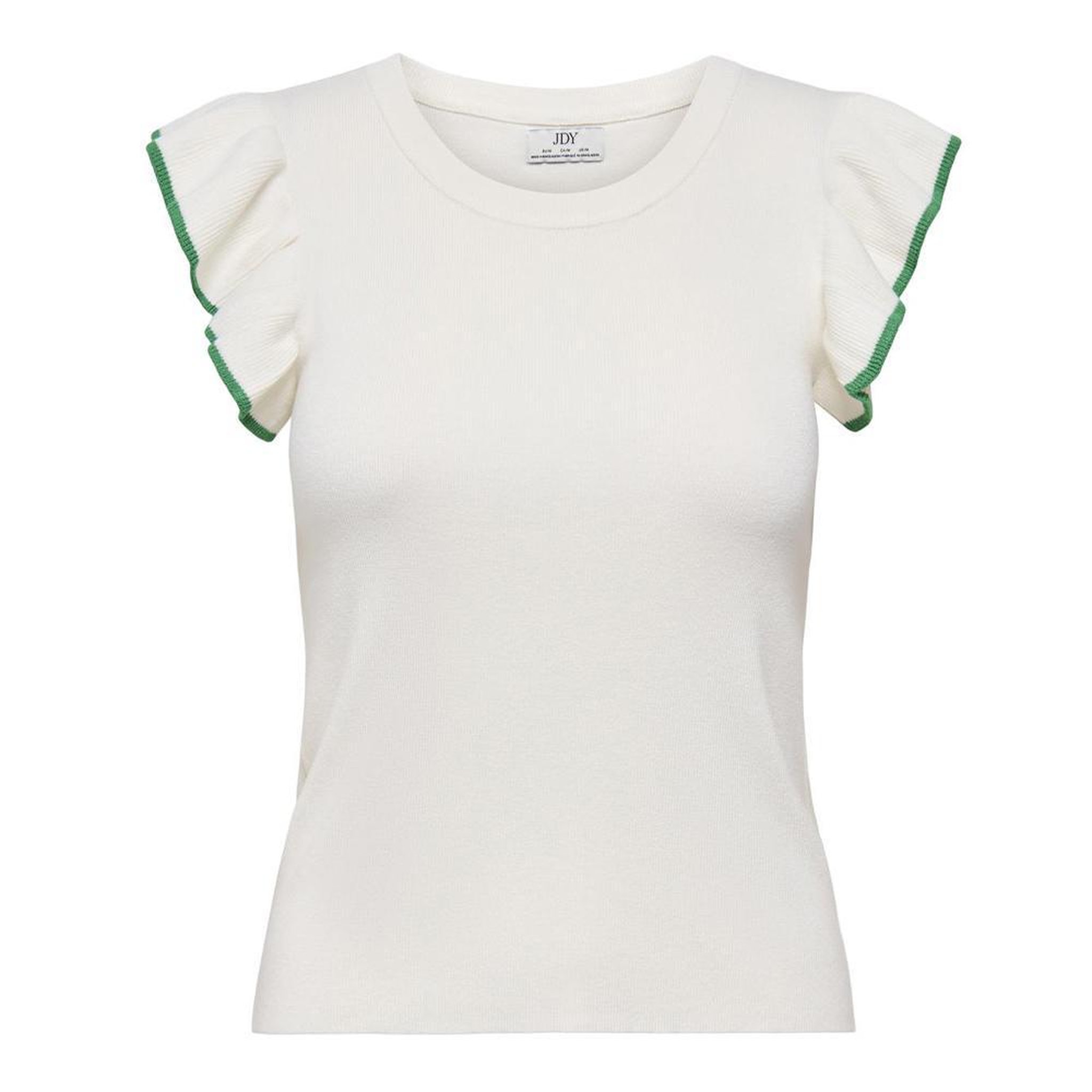 JACQUELINE DE YONG T-Shirt Blanc/Vert Femme JDY Adele. Coloris disponibles : Blanc
