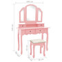 Voir la diapositive 6 : VIDAXL Ensemble de coiffeuse et tabouret Rose 100x40x146 cm Paulownia