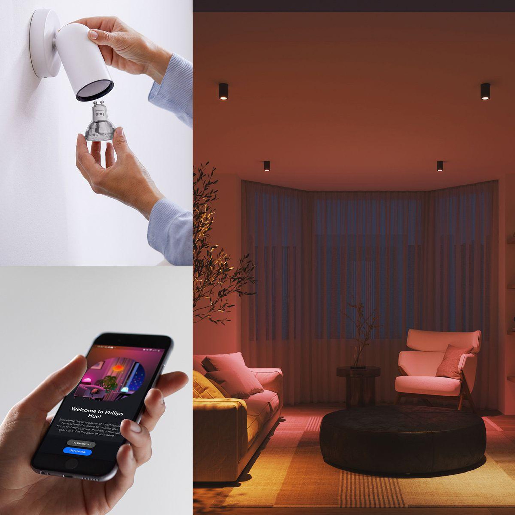 Voir la diapositive 3 : PHILIPS HUE Pack essential- 3/gu10 white&color ambiance